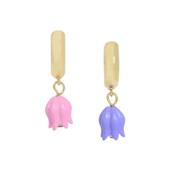 Betsey Johnson Tulip Charm Huggie Drop Earrings