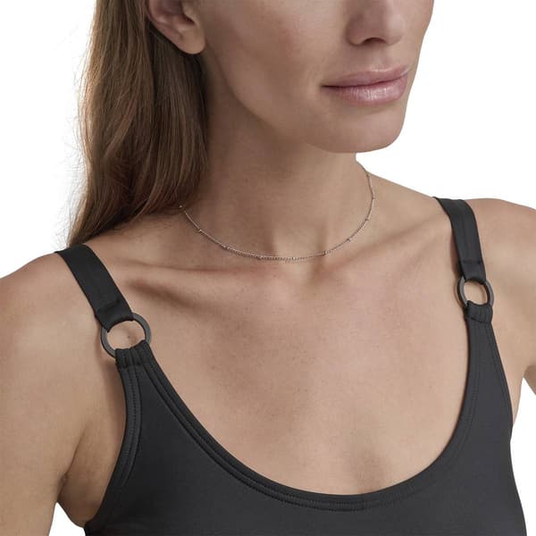 Womens DKNY Textured Front Solid One Piece Swimsuit
