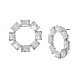 Steve Madden Crystal Circle Button Earrings