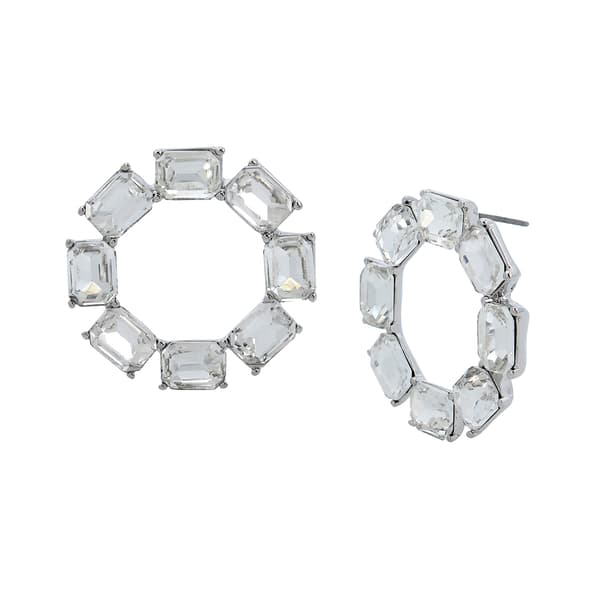 Steve Madden Crystal Circle Button Earrings - image 