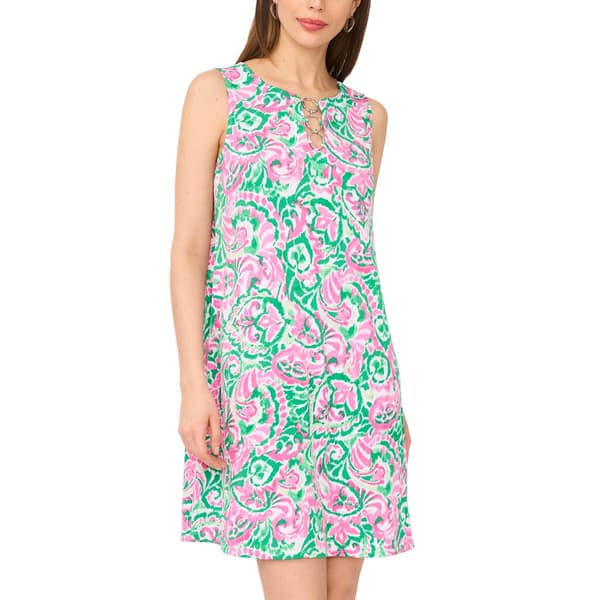 Womens MSK S/L Print Ity Three Ring Dress