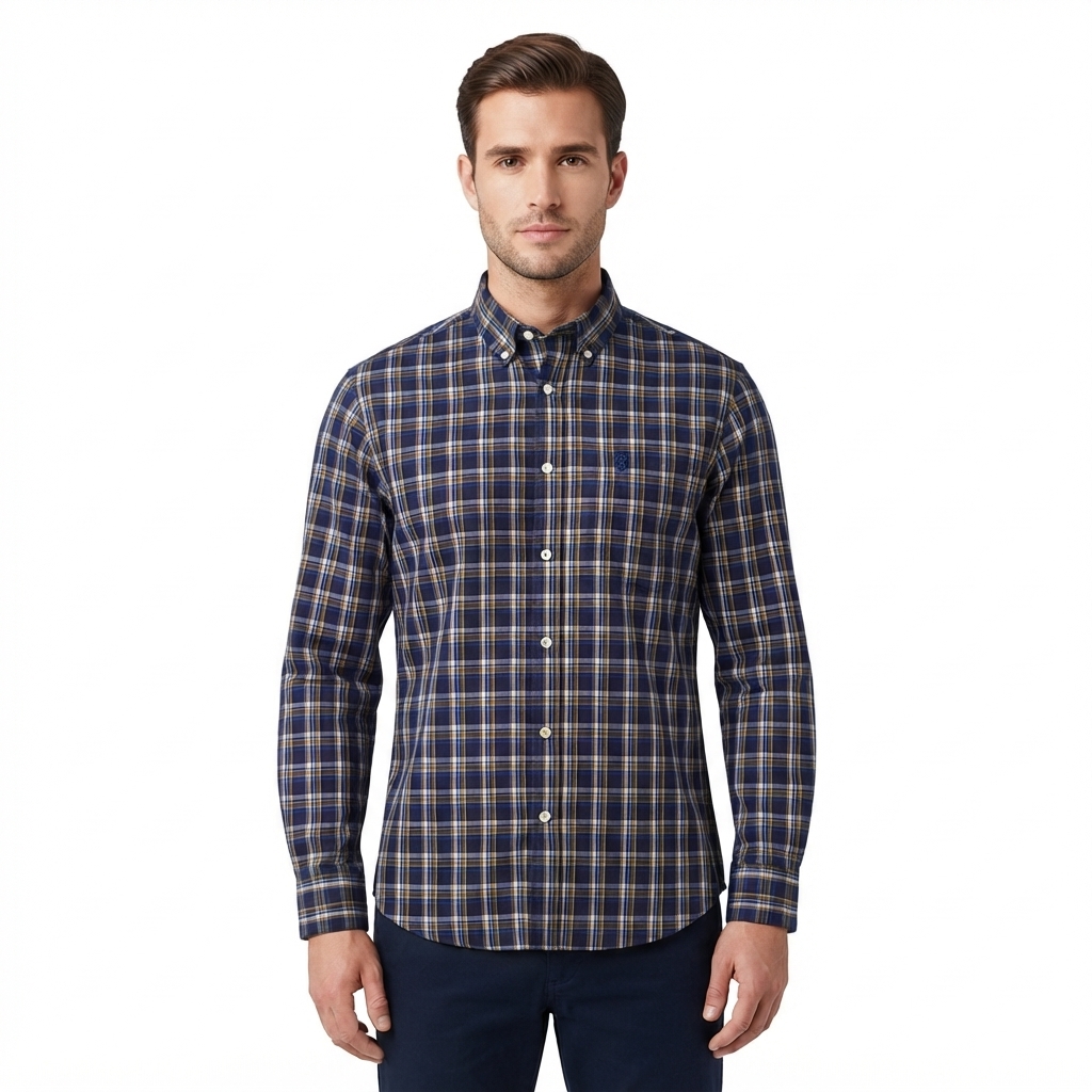 Mens Chaps Long Sleeve Stretch Plaid Button Down - Dark Forest