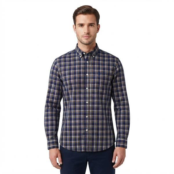 Mens Chaps Long Sleeve Stretch Plaid Button Down - Dark Forest