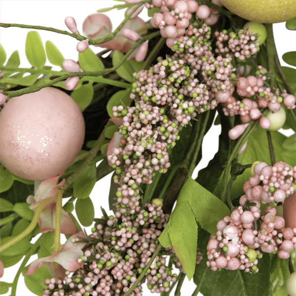 Northlight 20in. Glittered Eggs Hibiscus & Berries Easter Wreath