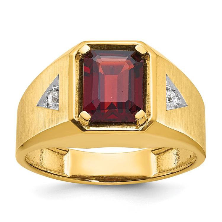 Mens Gentlemens Classics(tm) 14kt. Gold Garnet & Diamond Ring