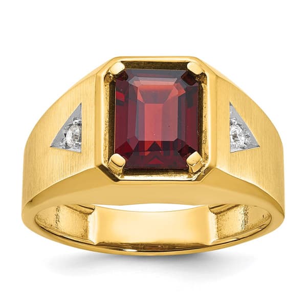 Mens Gentlemens Classics(tm) 14kt. Gold Garnet & Diamond Ring - image 
