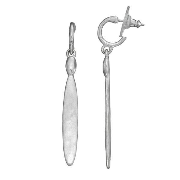 Roman Bella Uno Silver-Tone Long Oval Dangle Post Earrings - image 