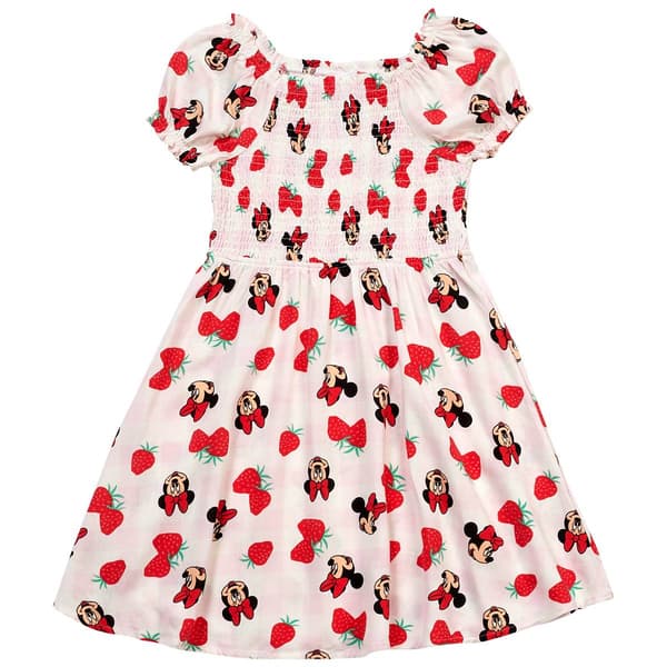 Girls (7-12) Disney Minnie Mouse Strawberry Smocked Dress - image 