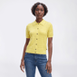 Womens Nautica Short Sleeve Pointelle Solid Polo Sweater - image 3