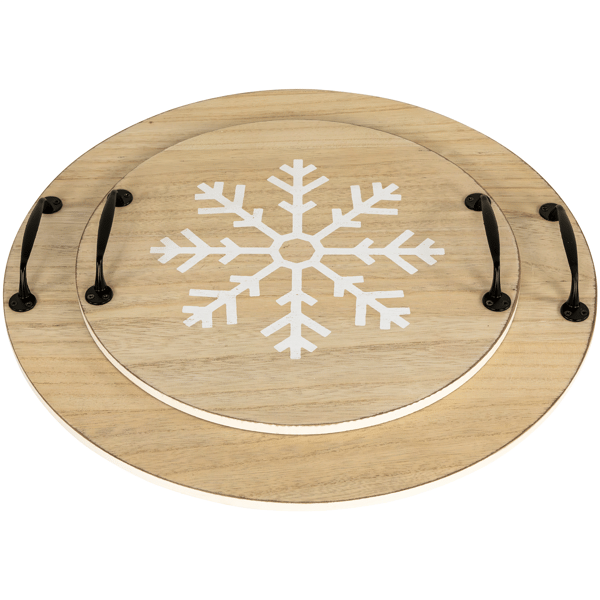 Northlight Round Snowflake Christmas Serving Trays - Set of 2