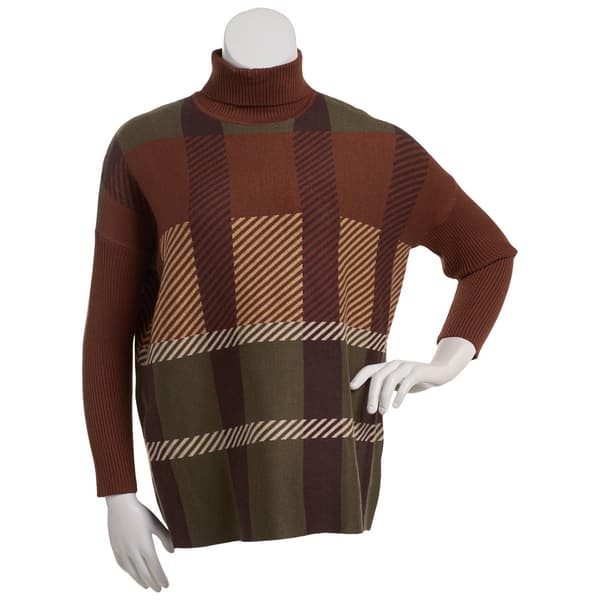 Womens Joseph A. Long Sleeve Plaid Poncho
