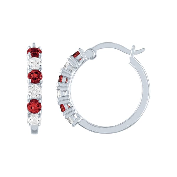 Gemstone Classics&#40;tm&#41; Created Ruby/Sapphire Silver Hoop Earrings - image 
