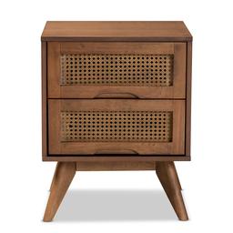 Baxton Studio Barrett Walnut Brown Wood 2-Drawer Nightstand