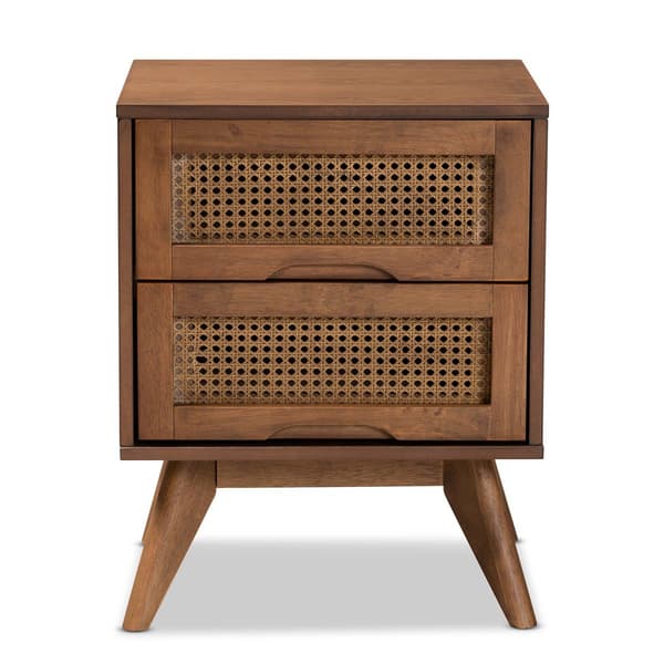 Baxton Studio Barrett Walnut Brown Wood 2-Drawer Nightstand