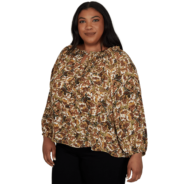 Plus Size Emaline La Vita Costiera 3/4 Sleeve Floral Blouse