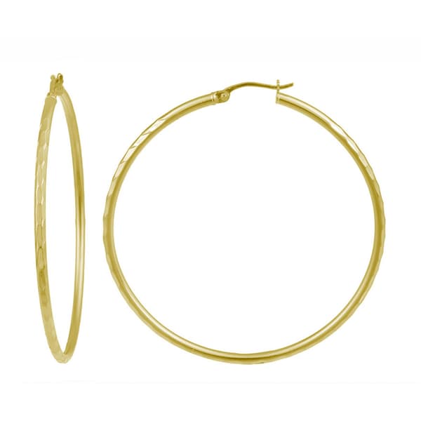 Gold Plated over Sterling Silver Click-Top Hoop Earrings - image 