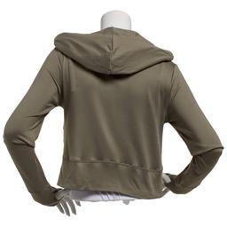 Juniors No Comment Fleece Back Twill Zip Hoodie- Vetiver