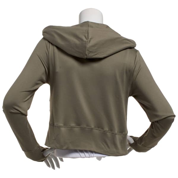 Juniors No Comment Fleece Back Twill Zip Hoodie- Vetiver