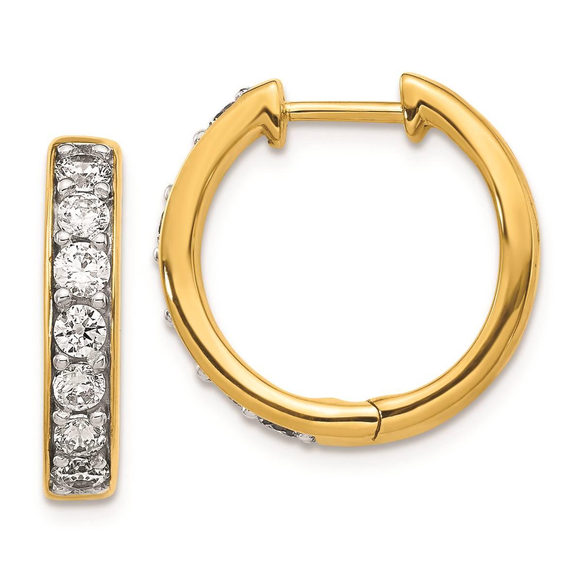 Pure Fire 14kt. Gold 1ctw. Diamond Polished Hoop Earrings