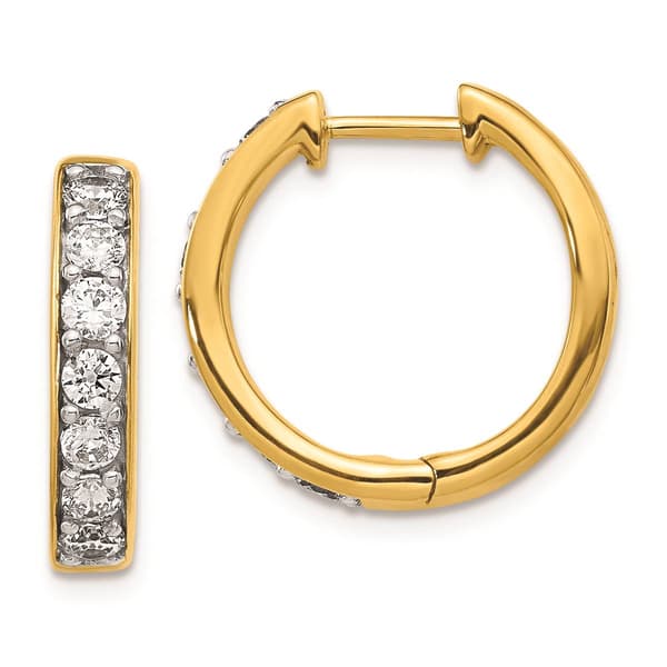 Pure Fire 14kt. Gold 1ctw. Diamond Polished Hoop Earrings - image 