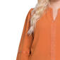 Plus Size NY Collection Long Smocked Sleeve Studded Detail Blouse - image 4