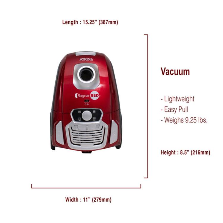 Atrix Ragnar Red Vacuum w/ HEPA Filtration