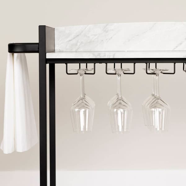 South Shore City Life Black Bar Cart w/Wine Glass Rack