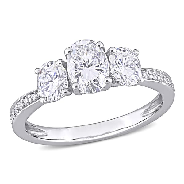 Diamond Classics&#40;tm&#41; 10kt. White Gold Oval Moissanite Ring - image 