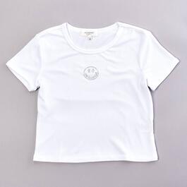 Girls &#40;7-16&#41; No Comment Short Sleeve Embellished Smiley Rib Tee