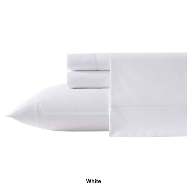 Laura Ashley Scallop Embroidered 100% Cotton Sheet Set
