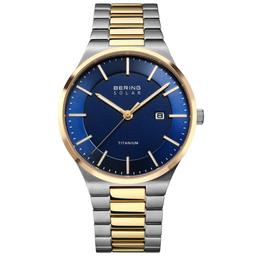 Mens BERING Blue Sunray Dial Solar Watch - 14439-717