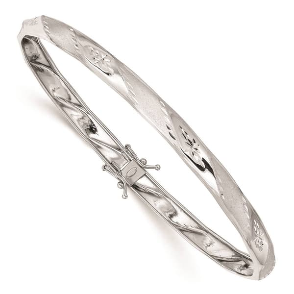 Gold Classics(tm) 14kt. White Gold Polished Satin Flexible Bangle - image 