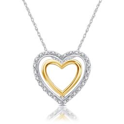 Nova Star(R) Two-Tone Lab Grown Diamond Double Heart Frame Pendant