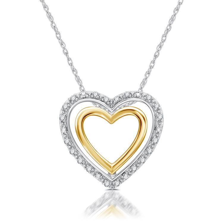 Nova Star(R) Two-Tone Lab Grown Diamond Double Heart Frame Pendant