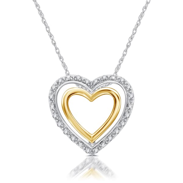 Nova Star(R) Two-Tone Lab Grown Diamond Double Heart Frame Pendant