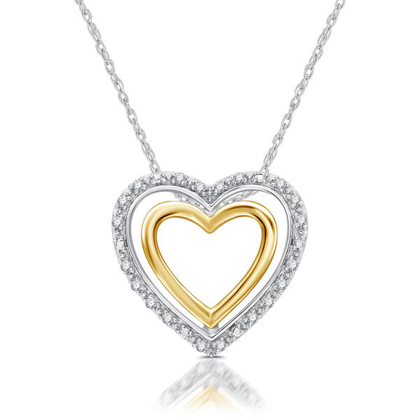 Nova Star&#40;R&#41; Two-Tone Lab Grown Diamond Double Heart Frame Pendant - image 