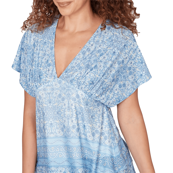 Plus Size Skye''s the Limit Sunny Blue Skies V Neck Layered Blouse
