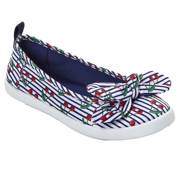 Womens Take A Walk Bow Cherry Skimmer Twin Gore Slip-Ons - image 