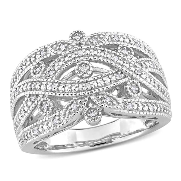 Sterling Silver 1/10ctw. Diamond Vintage Ring - image 