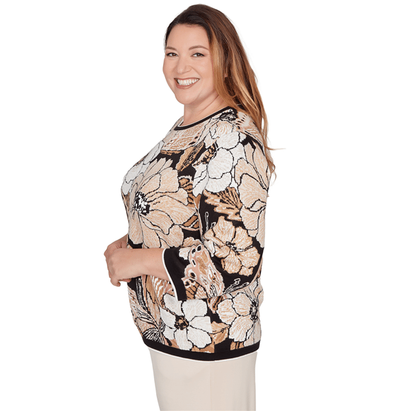 Plus Size Alfred Dunner Seville Floral Butterflies Sweater