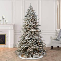 Puleo International 7.5ft. Flocked Fir Artificial Christmas Tree