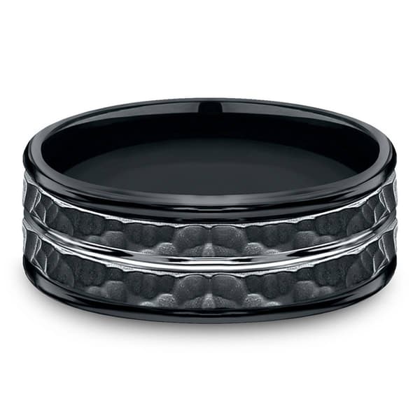 Mens Endless Affection™ 8mm Black Cobalt Hammered Wedding Band
