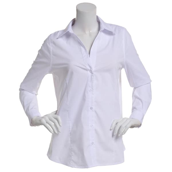 Plus Size Zac & Rachel Long Sleeve Solid Waitress Button Down