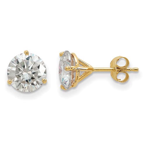 True Light(tm) 7.5mm Round Moissanite Martini Post Earrings - image 