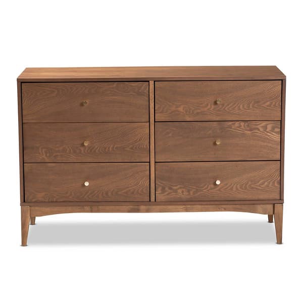 Baxton Studio Landis Modern Ash Walnut Wood 6-Drawer Dresser