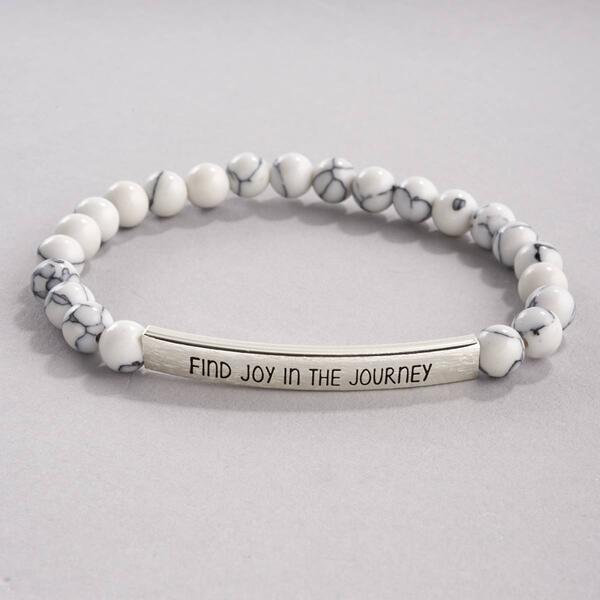 Inspirational Genuine Stone Find Joy White Howlite Bracelet - image 