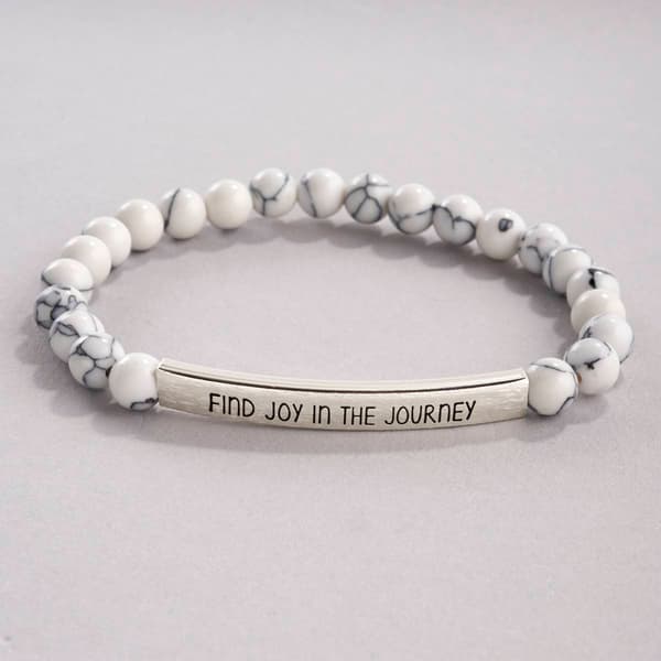 Inspirational Genuine Stone Find Joy White Howlite Bracelet - image 