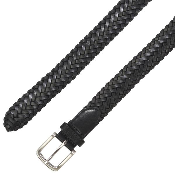Mens Nine West 32mm Braid Brushed Nickel Buckle Belt - image 