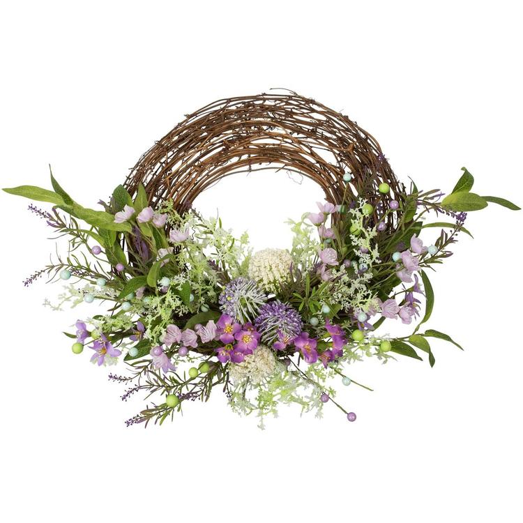 Northlight Seasonal Artificial Wildflower & Berry Half Wreath