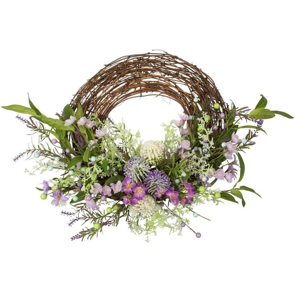 Northlight Seasonal Artificial Wildflower & Berry Half Wreath - image 